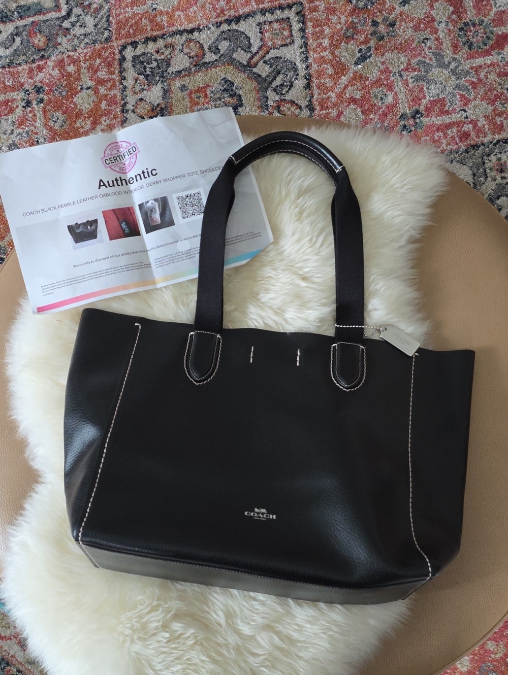 Beautiful Coach Black Pebbled Leather Derby Tote 🖤❤️